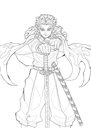 Клинок рассекающий демонов раскраска Ренгоку