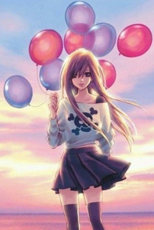 Девочка с шарами аниме