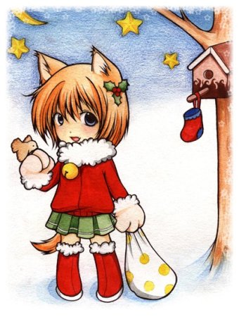 Новогоднее аниме карандашом