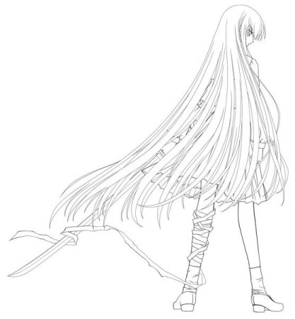 Раскраска девочки с длинными волосами