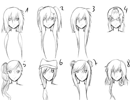 Причёски для рисования аниме