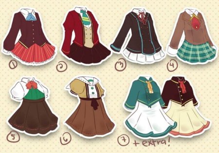 Референс одежды аниме Школьная форма