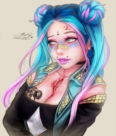 Аниме девушка с разноцветными волосами