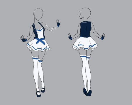 Одежда для рисования аниме девушек