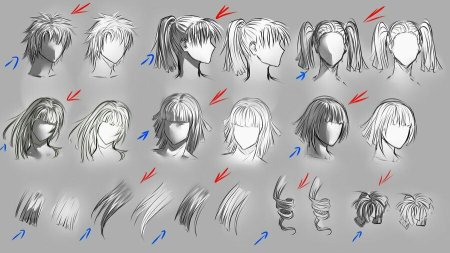 Светотень на волосах референс