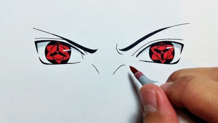 Нарисовать Шаринган Саске