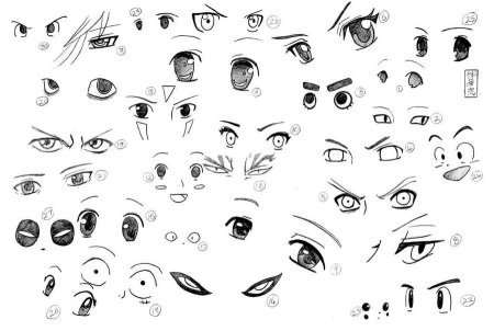 Стили рисования глаз аниме с разными эмоциями