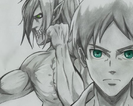 Аниме атака титанов для срисовки Эрен