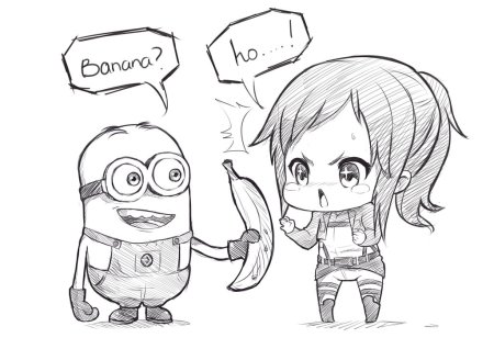 Раскраска атака титанов Чиби