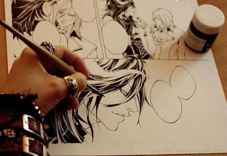 Процесс рисования манги