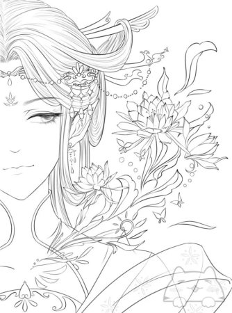 Раскраска японская девочка