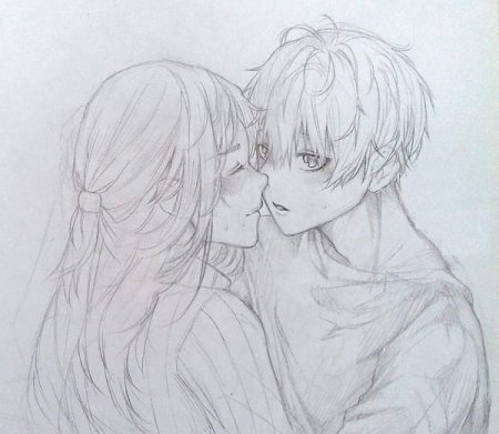 Аниме пара карандашом