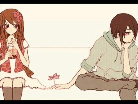 Аниме девушка стесняется парня