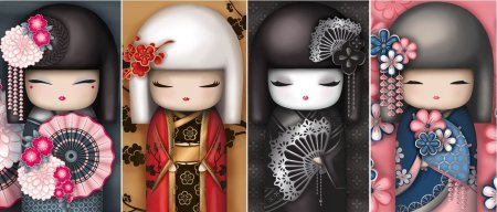 Японские куклы Кокеши рисунок
