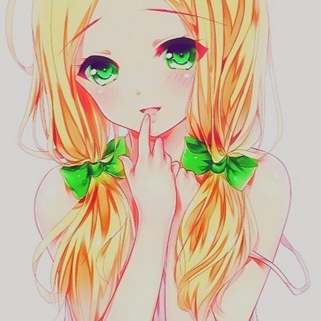 Аниме девушка блондинка с зелеными глазами