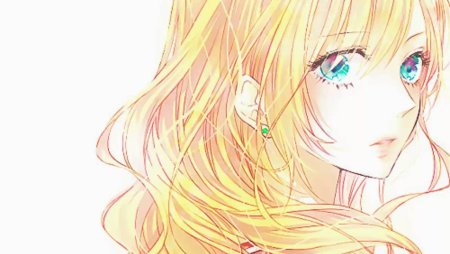 Аниме блондинка с зелеными глазами
