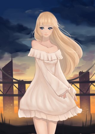 Тян блондинка с голубыми глазами