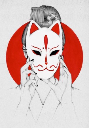 Японская маска Кицунэ арт