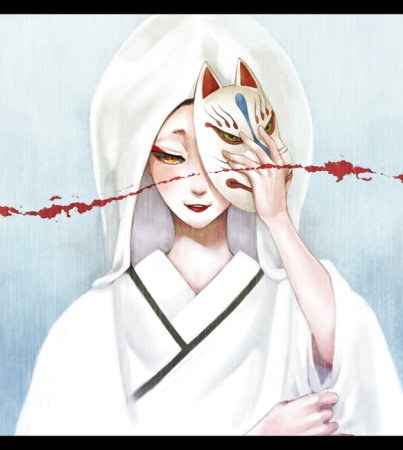 Кицунэ Мико с маской