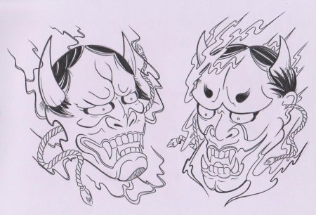 Маска демона Ханья эскиз