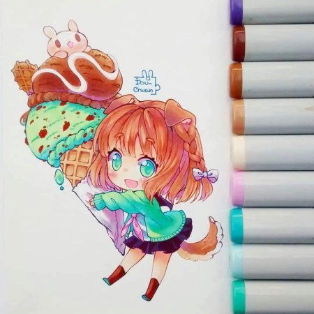 Чиби маркерами Копик