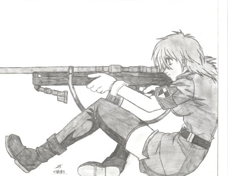 Виктория Серас с винтовкой арт