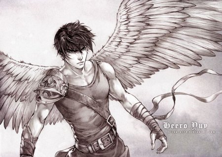 Парень с крыльями ангела арт