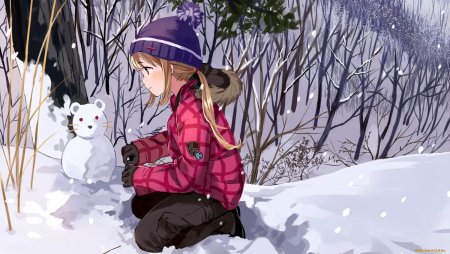 Аниме девушка зимой