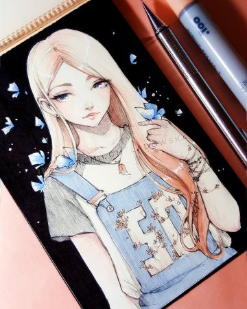 Аниме девушки маркерами