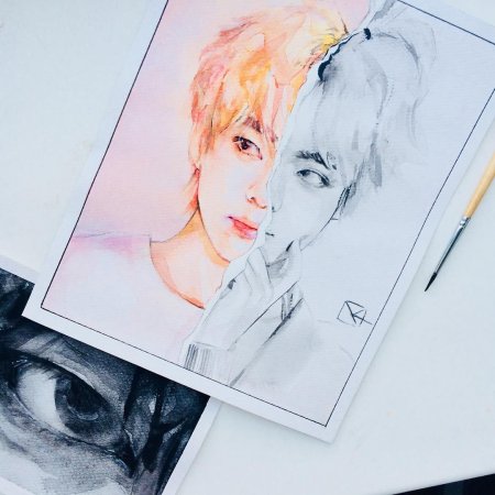 Тэхен портрет акварелью