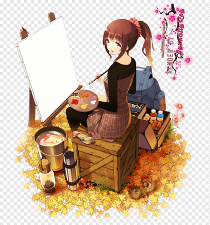 Аниме девочка художница