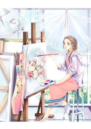 Аниме девушка художница