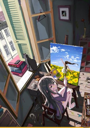 Аниме девочка художница