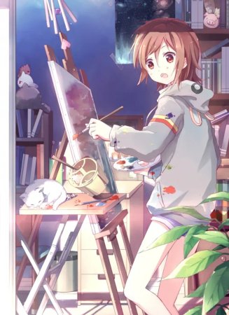 Аниме девочка художница