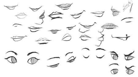 Губы для рисования аниме