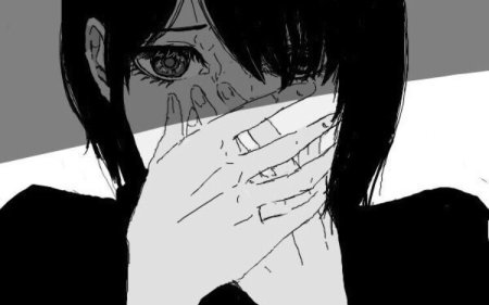 Аниме прикрывает рот рукой