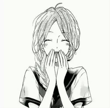 Аниме прикрывает рот рукой