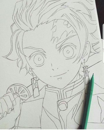 Танджиро карандашом для срисовки