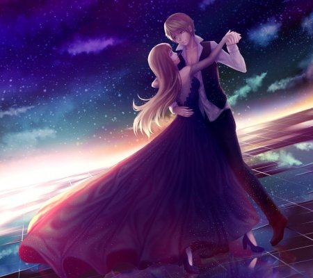 Аниме парень и девушка танцуют