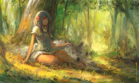 Девушка в лесу арт