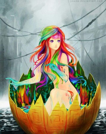 Девочка с радужными волосами