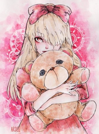 Тян с плюшевым мишкой