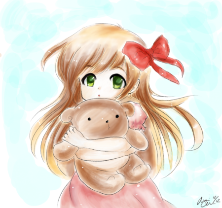 Аниме девочка с мишкой