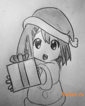 Новогоднее аниме карандашом