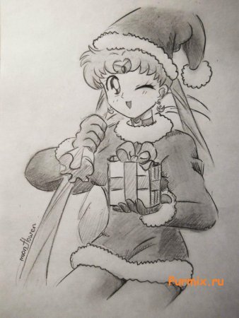 Новогоднее аниме карандашом