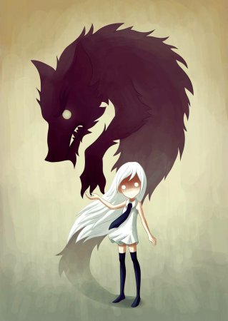Аниме девочка и Вервольф