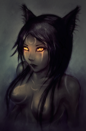 Девушка с кошкой арт