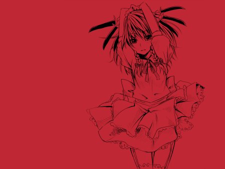 Аниме девушка на Красном фоне