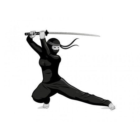 Силуэт девушки с катаной