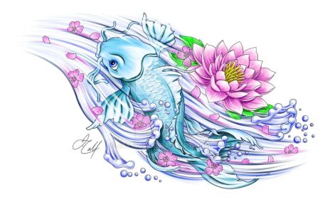 Рыбки тату эскиз цветной